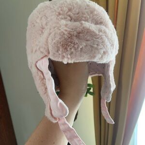 Cozy Pink Faux Fur Trapper Hat size 6-12m
